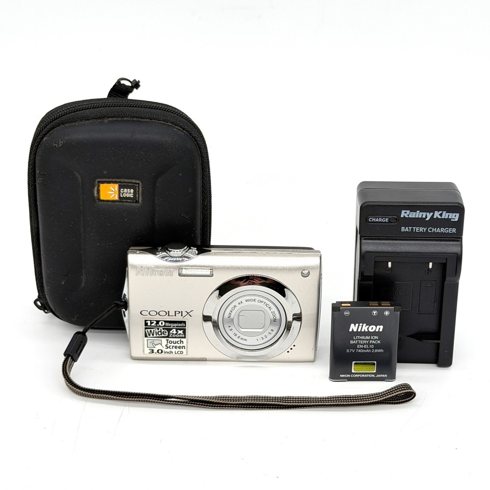 Nikon Coolpix S4000 12.0MP Digital Camera Silver 4x Optical Zoom Bundle Tested